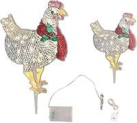Sinyuyong Pollo luminoso a LED con sciarpa - Lampada decorativa in plastica for esterni, giardino, patio e cortile, decorazioni natalizie(Small(2pcs))