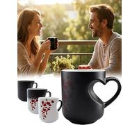 Sinyuyong Tazza da caffè sensibile al calore che cambia colore con manico a forma di cuore d'amore - Tazza for rivelare messaggi nascosti, regalo di San Valentino(1pcs)