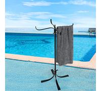 Sinyzope Portasciugamani per piscina all'aperto, in metallo resistente, non si inclina mai, accessori per piscina con 4 barre, accessori per vasca idromassaggio, portasciugamani in piedi dal design