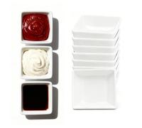 sinzau Quadrati Plastica Ciotole per Salse: 12 Pezzi Ciotoline per Aperitivo per Tavolo Festa Barbecue - Bianco Ciotola Salsa di Soia per Finger Food Stuzzichini Sushi