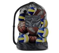 sinzau Rete per palloni extra grande, 30 x 40 pollici Borsa per pallone da calcio, grande, rete per 12-15 palloni, per calcio, basket, pallamano, pallavolo, nera