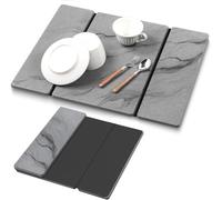 sinzau Tappetino scolapiatti da cucina pieghevole - 3 pieghe senza arrotolare l'80% di spazio - per piatti, ciotole, bicchieri, nuovo 2026, 50 x 40 cm