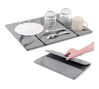 sinzau Tappetino scolapiatti pieghevole da 50 x 40 cm - 3 pieghe senza rotolare - utilizzabile per stoviglie - 80% di spazio sul bancone della cucina - Nuovo 2026