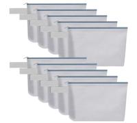 Sinzip 10 trousse per trucchi in tela di cotone con fondo e cinghia, borsa multiuso per cosmetici con cerniera, astuccio da viaggio per articoli da toeletta, borsa vuota per fai da te, Grigio, M