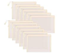 Sinzip 12 sacchetti in rete di nylon con cerniera, per cosmetici, cosmetici, matite, matite, cosmetici, scuola, ufficio e accessori da viaggio, Beige, A5