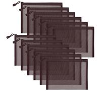 Sinzip 12 sacchetti in rete di nylon con cerniera, per cosmetici, cosmetici, matite, matite, cosmetici, scuola, ufficio e accessori da viaggio, Caffè, A5