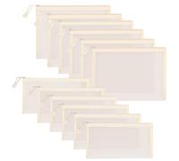 Sinzip 12 sacchetti in rete di nylon con cerniera, per cosmetici, cosmetici, matite, matite, cosmetici, scuola, ufficio e accessori da viaggio, Beige, A5+B6