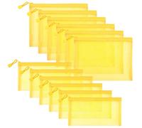 Sinzip 12 sacchetti in rete di nylon con cerniera, per cosmetici, cosmetici, matite, matite, cosmetici, scuola, ufficio e accessori da viaggio, Giallo, A5+B6