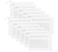 Sinzip 12 sacchetti in rete di nylon con cerniera, per cosmetici, cosmetici, matite, matite, cosmetici, scuola, ufficio e accessori da viaggio, 2 Strati - Bianco, A5