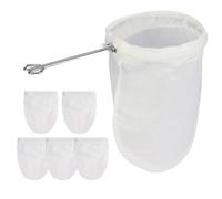 SINZONeu® 6 Pezzi Garza Alimentare Riutilizzabile con Manico Acciaio Inox - Sacchetto Filtrante per Caffè Americano, Succhi e Vino, Setaccio da Cucina