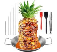 SINZONeu® Spiedo verticale in acciaio inox, set di spiedini da kebab con 5 spiedini intercambiabili e vassoio di raccolta per gyros/kebab nel forno affumicatore