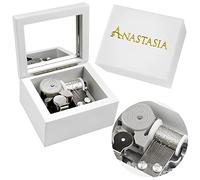 Sinzyo Scatola musicale in legno con movimento a specchio Regalo di Natale, San Valentino e compleanno(Scatola di legno bianca,melodia:Anastasia-Once Upon A December)