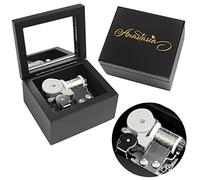 Sinzyo Scatola musicale in legno con movimento a specchio Regalo di Natale, San Valentino e compleanno(Scatola di legno nera, melodia:Anastasia-Once Upon A December A)