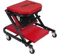 SIO Barella Meccanico 2 in 1 con Sgabello da Officina, 130 kg - Barella sottoscocca trasformabile con 6 ruote girevoli, telaio in acciaio e seduta imbottita per officina e garage