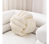 Sioloc Soft Knot Ball Pillows,Round Throw Pillow Cushion Home Decoration Plush Pillow,Throw Knotted Pillow Handmade Round Plush Pillow（7.8inches,Ivory）