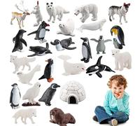 Sionhiuo Giocattolo animale polare,Statuine per bambini con animali polari del mare artico | Arctic Animal Bear Arctic Fox Kids Diorama Regalo di compleanno