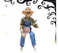 Sionhiuo Scheletri per Halloween, scheletri di Halloween, con giochi di banjo e occhi luminosi, statua con articolazioni mobili, musica e occhi luminosi per casa spaventosa, giardino, sfondo