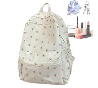 Sionhiuo Zaino floreale per ragazze e adolescenti,Grande borsa per la scuola in tela per ragazze - Borsa quotidiana per cosmetici bottiglia d'acqua da viaggio libri utensili da scrittura pendolari