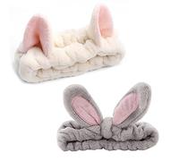 SIOPPKIK 2pcs orecchie di gatto fasce - spa doccia viso lavaggio fascia viso trucco fascia wrap lavabile tessuto colorato si adatta a tutte le dimensioni della testa