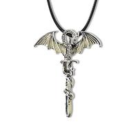 Siopue Collana con spada di drago da uomo, collana luminosa con spada per uomo, con ali punk, che si illuminano al buio