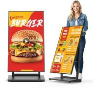 SIOXCFZ 43 "Display digitale mobile per segnaletica digitale, 4+64G Android 14 Chiosco pubblicitario LCD antiriflesso per interni, poster pieghevole in alluminio con CMS libero, 2.4G/5G WiFi