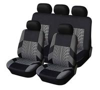 SIOXFN Coprisedili Auto per VW T Cross 2019-2023, Confortevole Traspirante Auto Copri Sedili Antiscivolo Set Copri-Sedile Fodere per Anteriori Posteriori,D Black+Grey