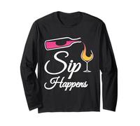 Sip Happens - Bicchiere da Vino Divertente per Amanti del Vino Maglia a Manica