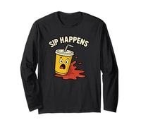 Sip Happens Divertente Bevanda Spill Gioco di Parole Cartone Animato Bevanda Umorismo Maglia a Manica