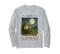 Sip Happens - Divertente Rana al Chiaro di Luna Maglia a Manica