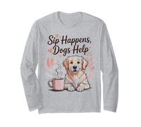 Sip Happens, Dogs Help - Simpatico Design per Amanti dei Cani Maglia a Manica