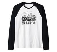 Sip Happens Frog Freddo Umorismo Maglia con Maniche Raglan