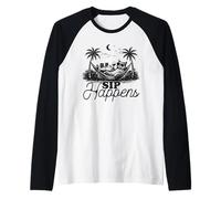 Sip Happens, Gatto Sarcastico bevendo Freddo Maglia con Maniche Raglan