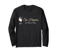 Sip Happens It's Ok To Wine - Bevitore di Bicchieri da Vino Bianco Maglia a Manica
