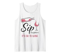 Sip Happens It's Ok To Wine - Bevitore di Bicchieri da Vino Rosa Canotta