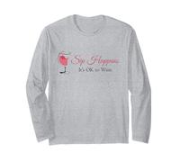 Sip Happens It's Ok To Wine - Bevitore di Bicchieri da Vino Rosa Maglia a Manica