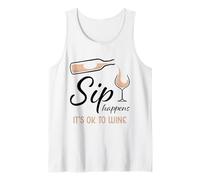 Sip Happens It's Ok To Wine - Bevitore Divertente per Bicchieri da Vino Bianco Canotta
