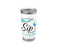 Sip Happens It's OK To Wine Bicchiere da vino divertente Bicchiere termico in acciaio inox doppia parete