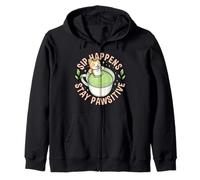 Sip Happens Resta Pawsitive Cute Cat Matcha Pun Felpa con Cappuccio