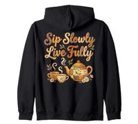 Sip Slowly Live Fully Tea Lovers Design per Gli Appassionati Felpa con Cappuccio