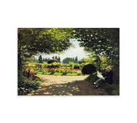 sipfsi Stampa artistica da parete con Claude Monet Masterpieces (Monet Reading in the Garden, 1866), decorazione artistica da parete per camera da letto, 60 x 90 cm