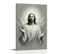 sipfsi Stampa artistica da parete su tela, motivo: Gesù il volto santo tra le nuvole, decorazione moderna per camera da letto, 40 x 60 cm