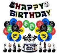 Siphus Decorazioni Compleanno Bambini, Kit Palloncini Guerre Star, Addobbi Compleanno, Palloncino a Tema, Striscione Happy Birthday, Cake Topper per Feste di Compleanno