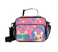 siphylline A Dog with Headphones Lunch Box Grande Capacità Donna Lunch Tote con Tracolla Teenage Picnic