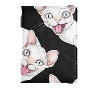 siphylline Aesthetic Devon Rex Cats Custodia per passaporto in pelle nera portafoglio da viaggio con slot per carte di vaccinazione porta passaporto leggero