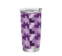 siphylline Anime Houndstooth Ametista Tazza d'acqua in acciaio inox Resistente alle perdite Flip isolato tazza da caffè con coperchio per bevande calde e fredde semplice bicchiere da 590 ml