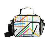 siphylline Astratto Art Lines Dots Colorful Lunch Bag per le donne Crossbody Lunch Bag con tasca con tracolla Lady Kitchen