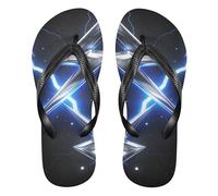 siphylline astratto fulmine segno nero blu gomma flip flop per gli uomini comodo signore flip per yoga, Astratto Fulmine Segno Nero Blu, X-Large