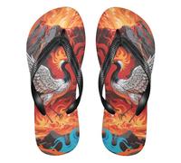 siphylline astratto fuoco montagna gru rosso gomma donne infradito donne essenziali flip per la casa, Astratto Fuoco Montagna Gru Rosso, Medium