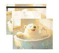 siphylline astucci multiuso 3 anelli tasca per A4 carta lettera 2 pack studenti casa carino orso polare retrò vasca da bagno