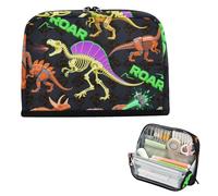 siphylline astucci per matite Borsa per il trucco di grande capacità Organizzatore di cancelleria multiuso per l'uomo Asilo Mecha Dinosauro ruggente T-rex Arancione Nero